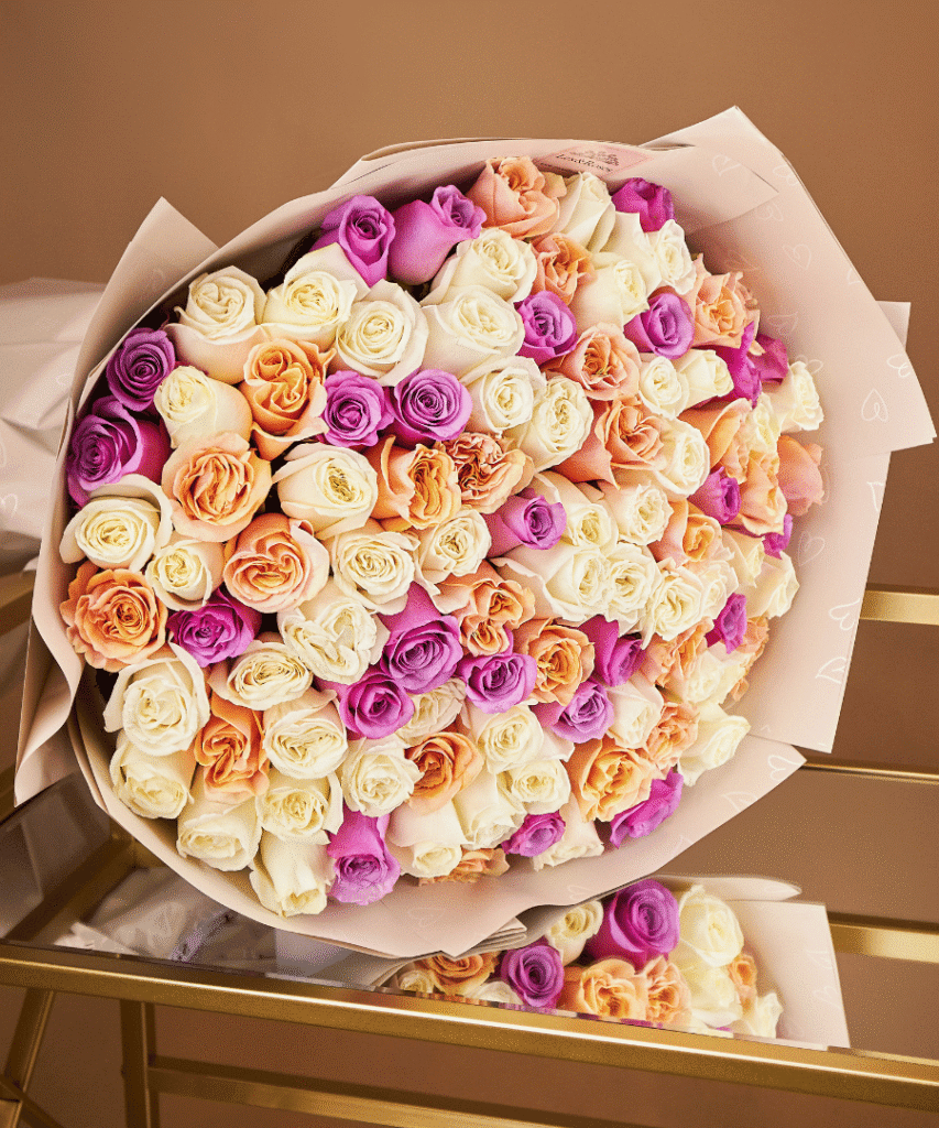 Lilac Peach Rose Bouquet