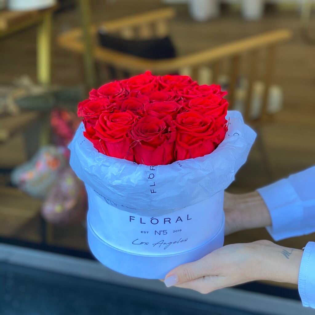 LUXURY RED ETERNAL ROSES IN WHITE BOX