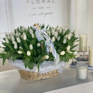 NO.147 - AMAZING GIANT BASKET WITH WHITE TULIPS