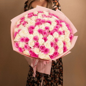 Pink & White Rose Bouquet