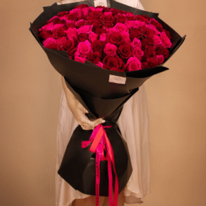 Red & Hot Pink Rose Bouquet